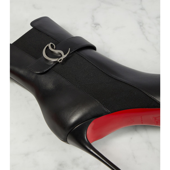 Christian Louboutin SO CL Chelsea Booty 85 Black Leather Ankle Heel Bootie 37.5 - Picture 3 of 14